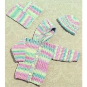 New Reynolds Santana 82317 Baby Set Hat Hooded Sweater Knitting Pattern